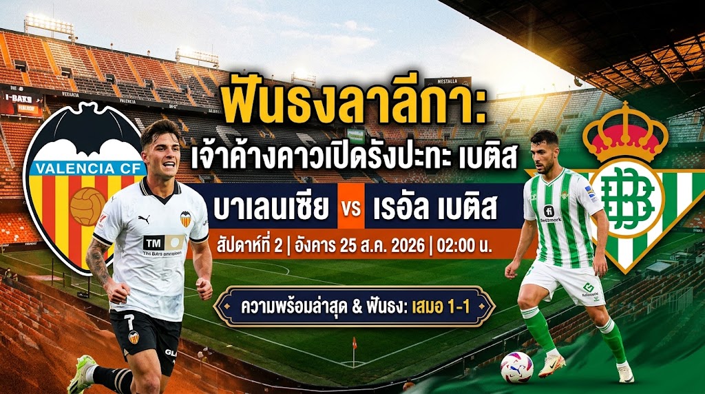"ค้างคาวเปิดรังดวลเบติส! เช็กความพร้อม 11 ตัวจริง พร้อมบทวิเคราะห์ฟันธงผลสกอร์ ลาลีกา สเปน"