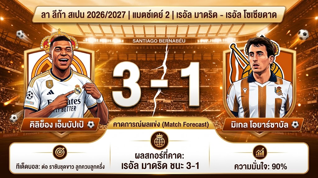 พรีวิว ลา ลีก้า : เรอัล มาดริด พบ เรอัล โซเซียดาด ชี้ชัดเกมรุกเจ้าถิ่น ฟันธงสกอร์ 3-1