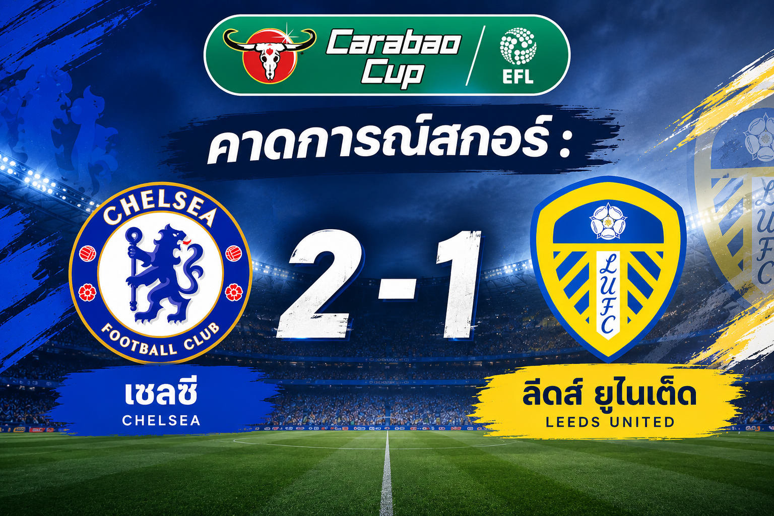 กู้ศรัทธาปะทะฟอร์มแรง! "เชลซี" เปิดรังบู๊ "ลีดส์" คาราบาว คัพ