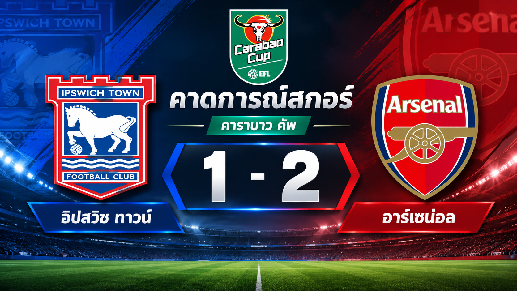 อิปสวิช งานหนัก! อาร์เซน่อล ปรับทัพลุ้นคว้าชัย 7 นัดรวด